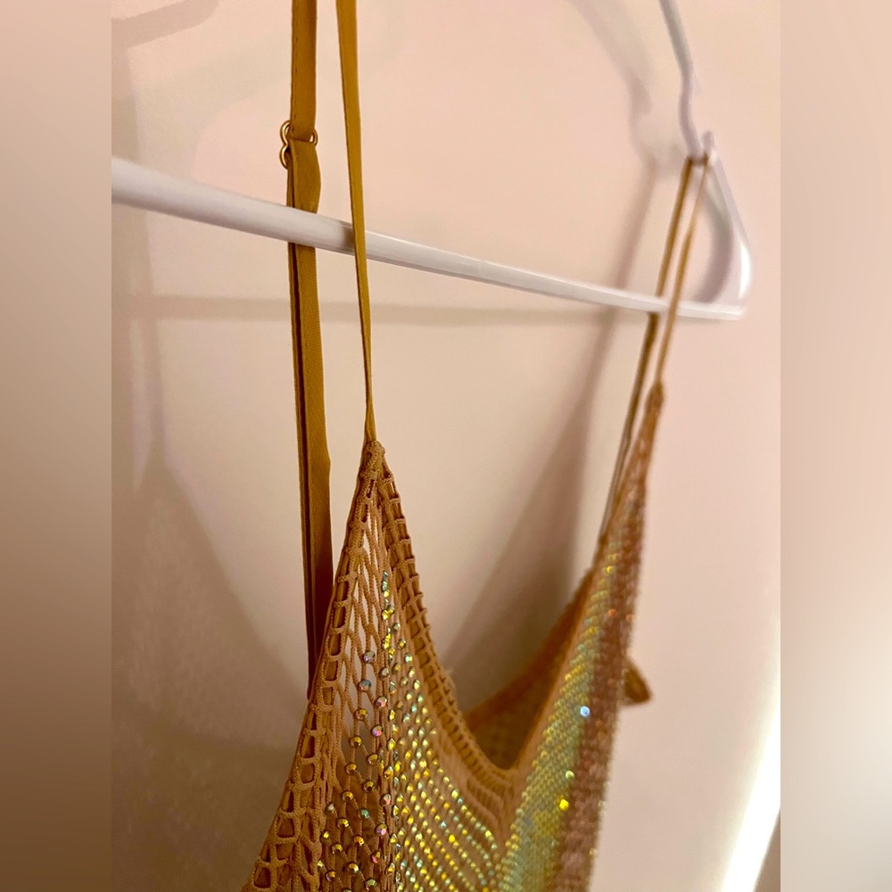 H&M Iridescent Net Rhinestone Midi Dress